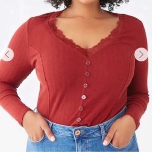 Forever 21 plus size lace trim top size 2x